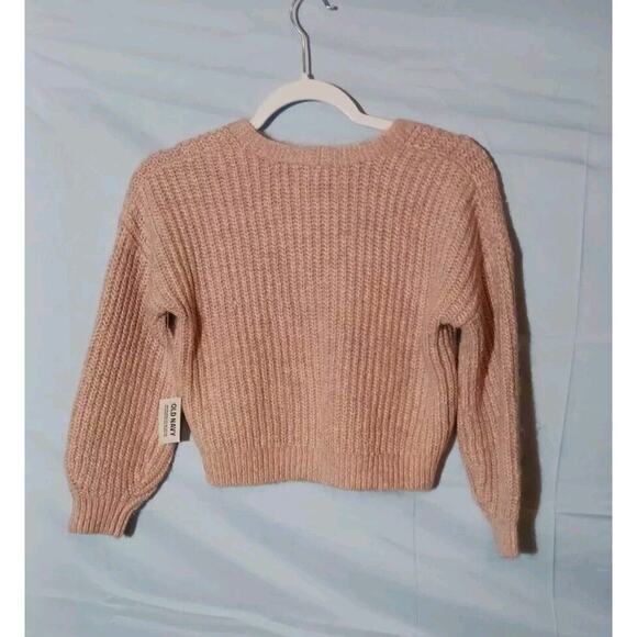 Old Navy Womens V Neck Cropped Fuzzy Cardigan Pale Pink Sweater Poly Blend NWT - Picture 4 of 9